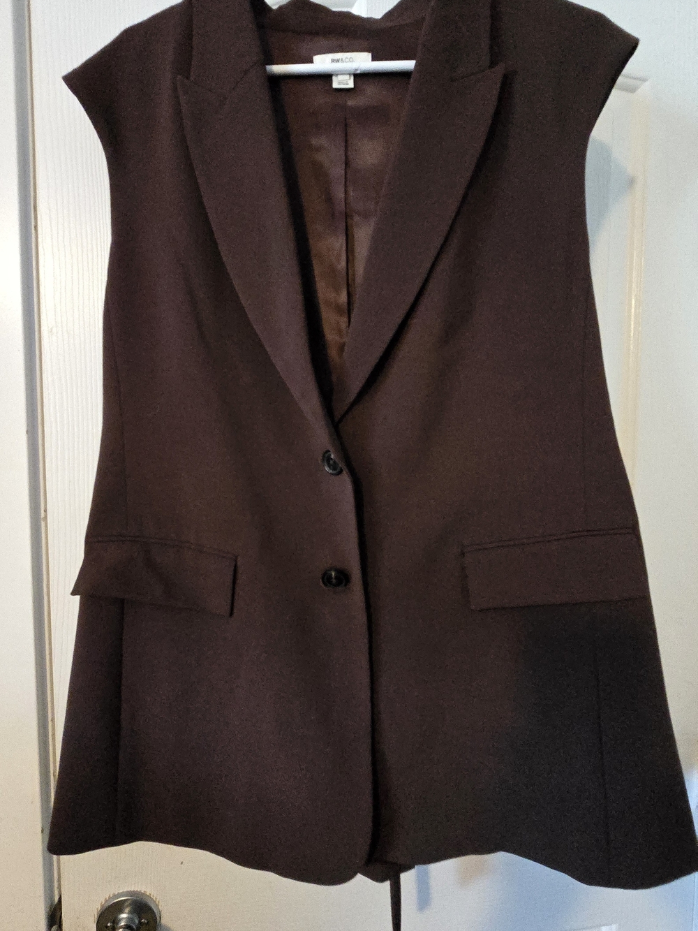 RW&CO. Sleeveless Tailored Vest in Dark Brown